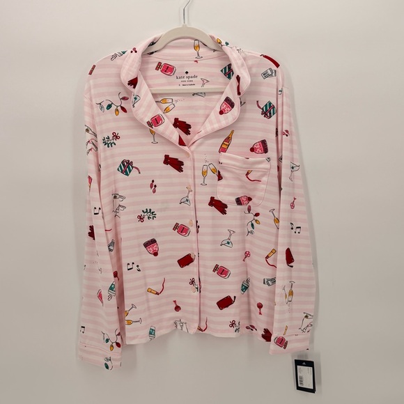 Kate Spade New York NWT Pajama Set Cocktail Party Print Lounge Sleepwear Large - Picture 3 of 11